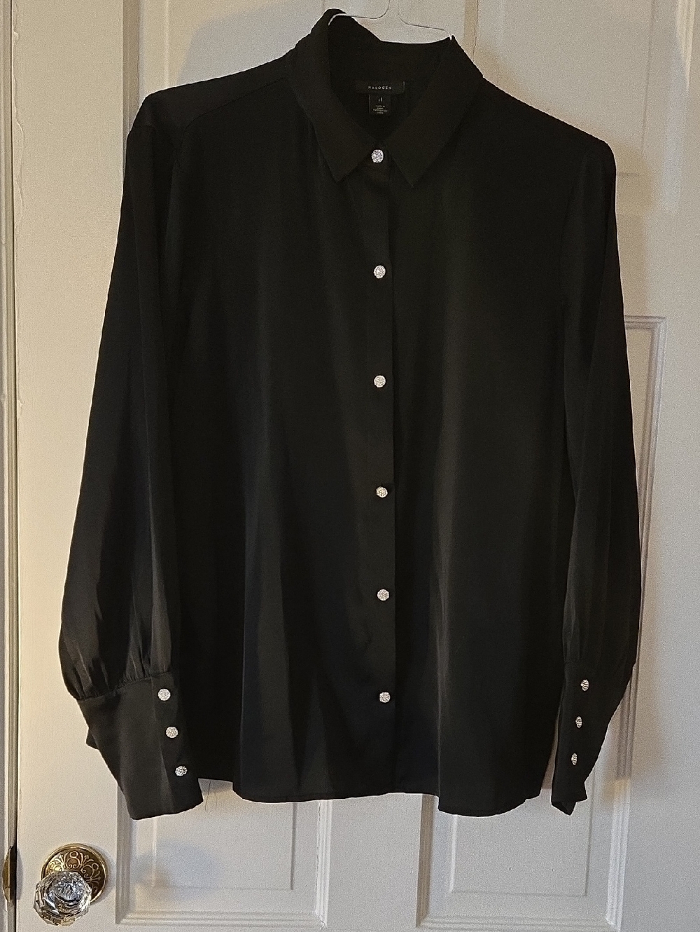 Halogen Black Button-Front Collared Blouse